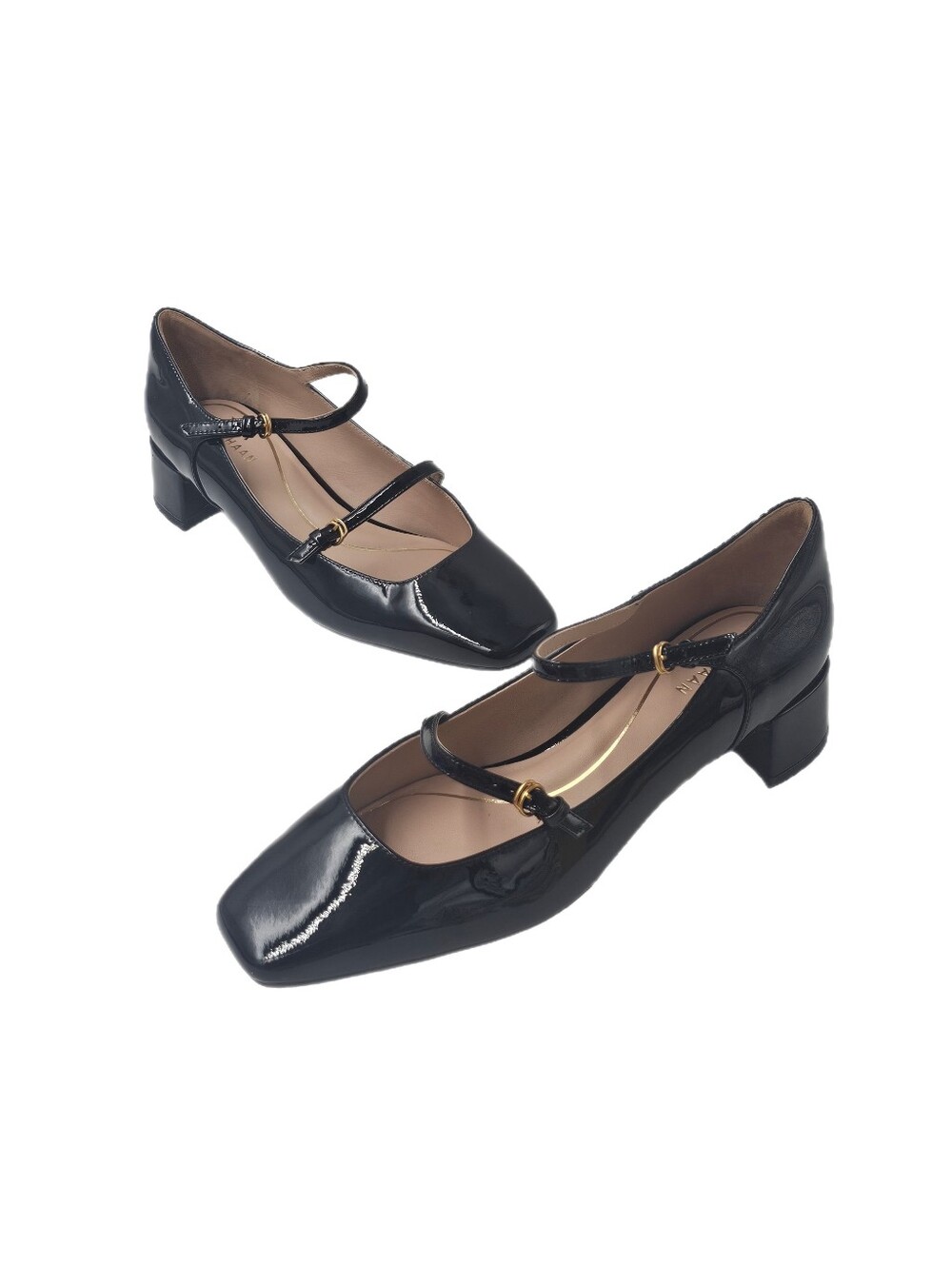 Cole Haan Paxton Mary Jane Pumps Black Patent Leather Square Toe W30969 Size 9